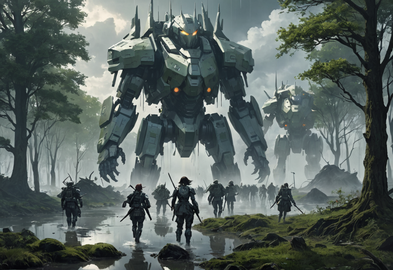 31072118-32311786-anime, army attacking, emerging from the swamp, commanded by a girl. They all wear futuristic armors. Reminds of (((Liberty Lead.png